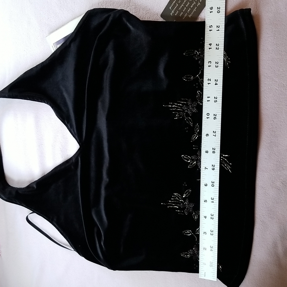 Vintage Black Velvet Halter Top - Picture 8 of 12